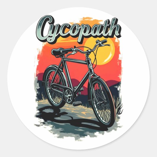 Cycopath: Sunset Bike Design Ronde Sticker (Voorkant)
