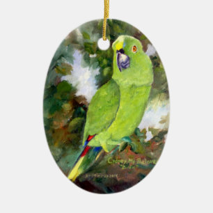 Cydney Yellow Naped Parrot Keramisch Ornament