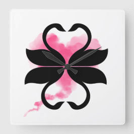Cygnes Nuage Love Horloge en Acrylique Vierkante Klok