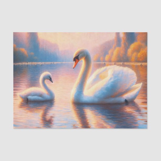 Cygnet en Swan Decoupage Tissuepapier (Voorkant)