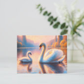 Cygnet en zwaan briefkaart (Staand voorkant)