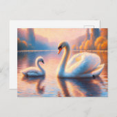 Cygnet en zwaan briefkaart (Voorkant / Achterkant)
