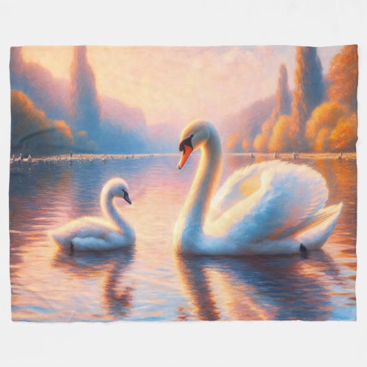 Cygnet en zwaan fleece deken (Voorkant (Horizontaal))
