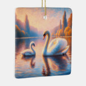 Cygnet en zwaan keramisch ornament (Rechts)