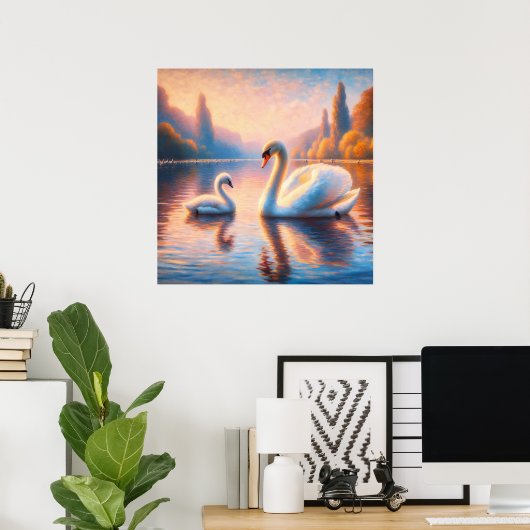 Cygnet en zwaan poster (Thuiskantoor)