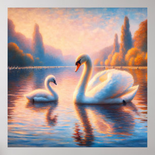 Cygnet en zwaan poster