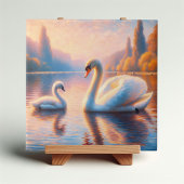 Cygnet en zwaan tegeltje