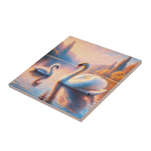 Cygnet en zwaan tegeltje (Zijkant)