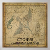 Cygnus Swan Constellation Star Map Poster (Voorkant)