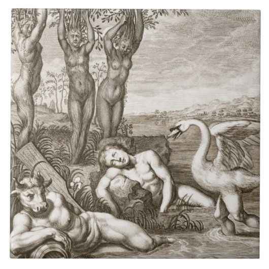 Cygnus transformeerde naar een Swan en Phaeton's S Tegeltje (Voorkant)