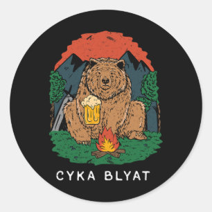 Cyka Blyat - Grappige uitspraak beer USSR Russisch Ronde Sticker