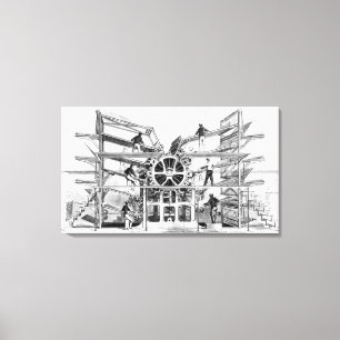 Cylinder drukpers uitgevonden door Richard March Canvas Afdruk