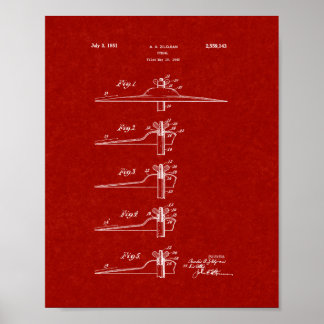 Cymbal Patent - Burgundy Red Poster