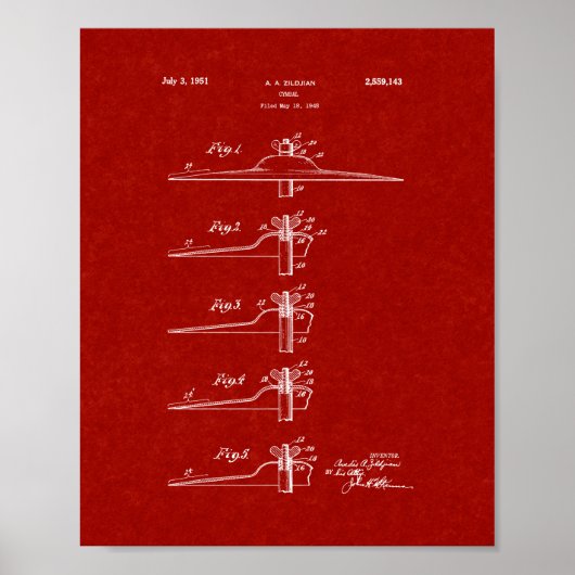 Cymbal Patent - Burgundy Red Poster (Voorkant)