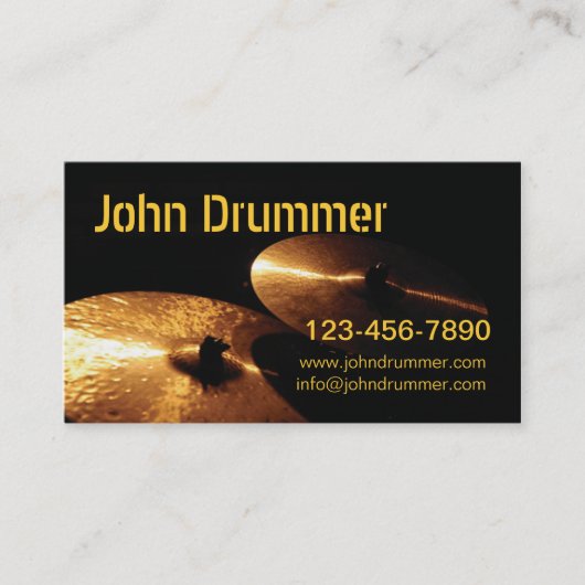 cymbals, John Drummer, www.johndrummer.cominfo@... Visitekaartje (Voorkant)