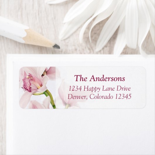 Cymbidium Orchid Bruiloft Retouradres Labels (Insitu)