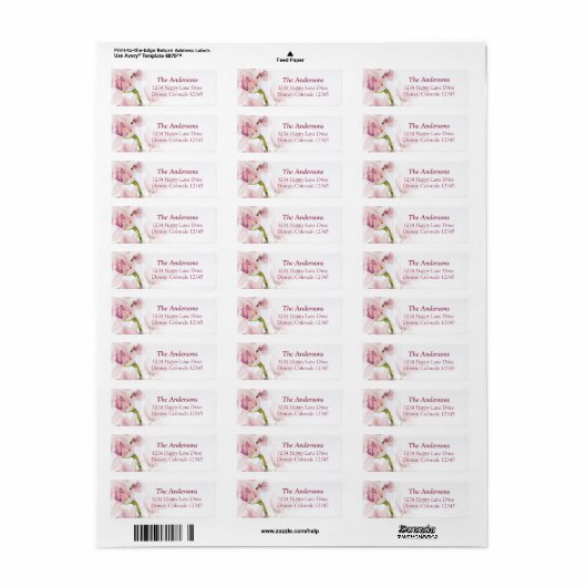 Cymbidium Orchid Bruiloft Retouradres Labels (Full Sheet)
