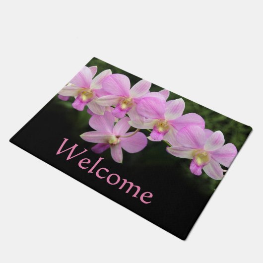 Cymbidium orchid roze bloemen deurmat (Schuin)