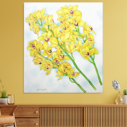 Cymbidium orchideeën canvas afdruk (Insitu (Woonkamer))