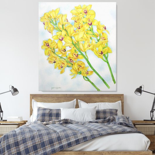 Cymbidium orchideeën canvas afdruk (Insitu (Slaapkamer))