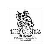 Cymric Cat Retour Adres Kerstmis Rubberstempel (Afrduk)