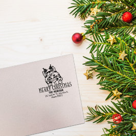 Cymric Cat Retour Adres Kerstmis Rubberstempel