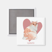 Cymric Cat Waterverf Kat Roze hart Magneet (Voorkant / Achterkant)
