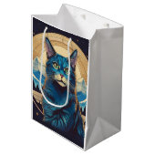 Cymric kat met bergachtergrond schittert medium cadeauzakje (Voorkant Gekanteld)