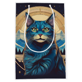 Cymric kat met bergachtergrond schittert medium cadeauzakje
