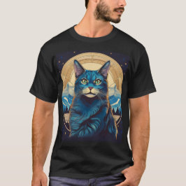 Cymric kat met bergachtergrond sterren t-shirt