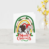Cymric Kat Vrolijk Kerstfeest Kaart (Gele Bloem)