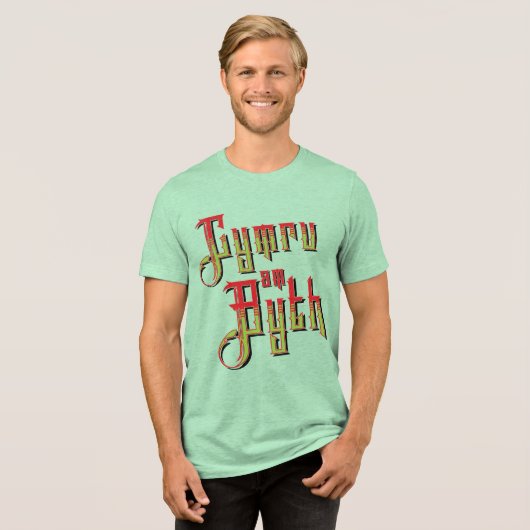 Cymru Am Byth. Het motto van Wales Forever Tri-Blend Shirt (Voorkant volledig)