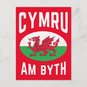 Cymru Am Byth Wales Flag Proud Welsh  Rugby Briefkaart