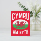 Cymru Am Byth Wales Flag Proud Welsh  Rugby Briefkaart (Staand voorkant)