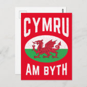 Cymru Am Byth Wales Flag Proud Welsh  Rugby Briefkaart (Voorkant / Achterkant)