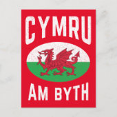 Cymru Am Byth Wales Flag Proud Welsh  Rugby Briefkaart (Voorkant)