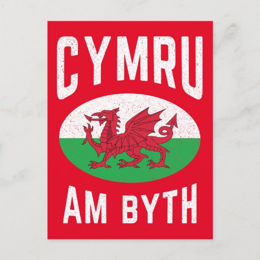 Cymru Am Byth Wales Flag Proud Welsh  Rugby Briefkaart (Voorkant)