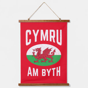 Cymru Am Byth Wales Flag Proud Welsh  Rugby Hangend Wandkleed