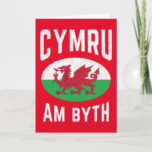 Cymru Am Byth Wales Flag Proud Welsh  Rugby Kaart (Voorkant)