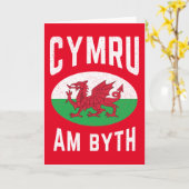 Cymru Am Byth Wales Flag Proud Welsh  Rugby Kaart (Gele Bloem)