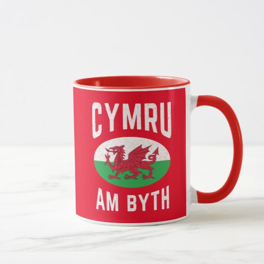 Cymru Am Byth Wales Flag Proud Welsh Rugby Mok (Rechts)