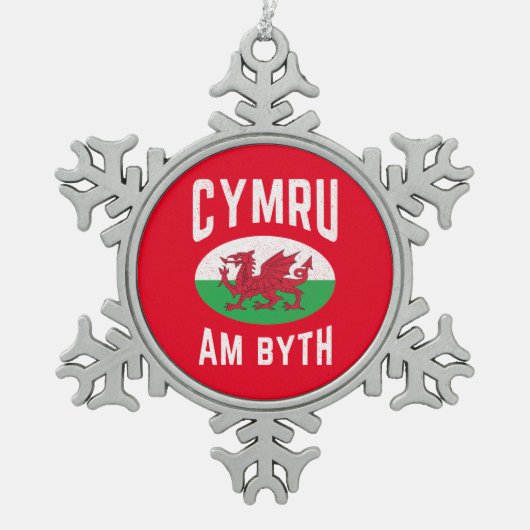 Cymru Am Byth Wales Flag Proud Welsh  Rugby Tin Sneeuwvlok Ornament (Voorkant)