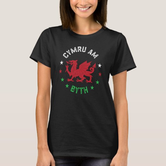 Cymru Am Byth Wales Flag Welsh T-shirt (Voorkant)