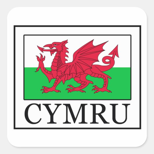 Cymru pet vierkante sticker (Voorkant)