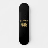 Cymru Schild - Goud op Zwart Persoonlijk Skateboard (Voorkant)