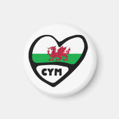 Cymru Wales Country Code Flag Heart Magneet (Voorkant)