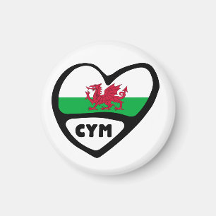 Cymru Wales Country Code Flag Heart Magneet