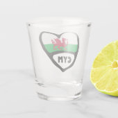 Cymru Wales Country Code Flag Heart Shot Glas (Achterkant)