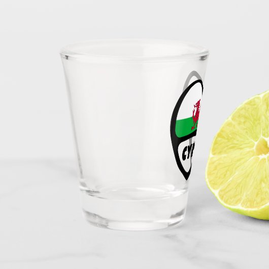 Cymru Wales Country Code Flag Heart Shot Glas (Links)