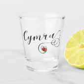 Cymru Wales Flag in Heart Shot Glas (Voorkant)